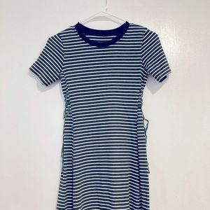 striped dress with adjustable waist